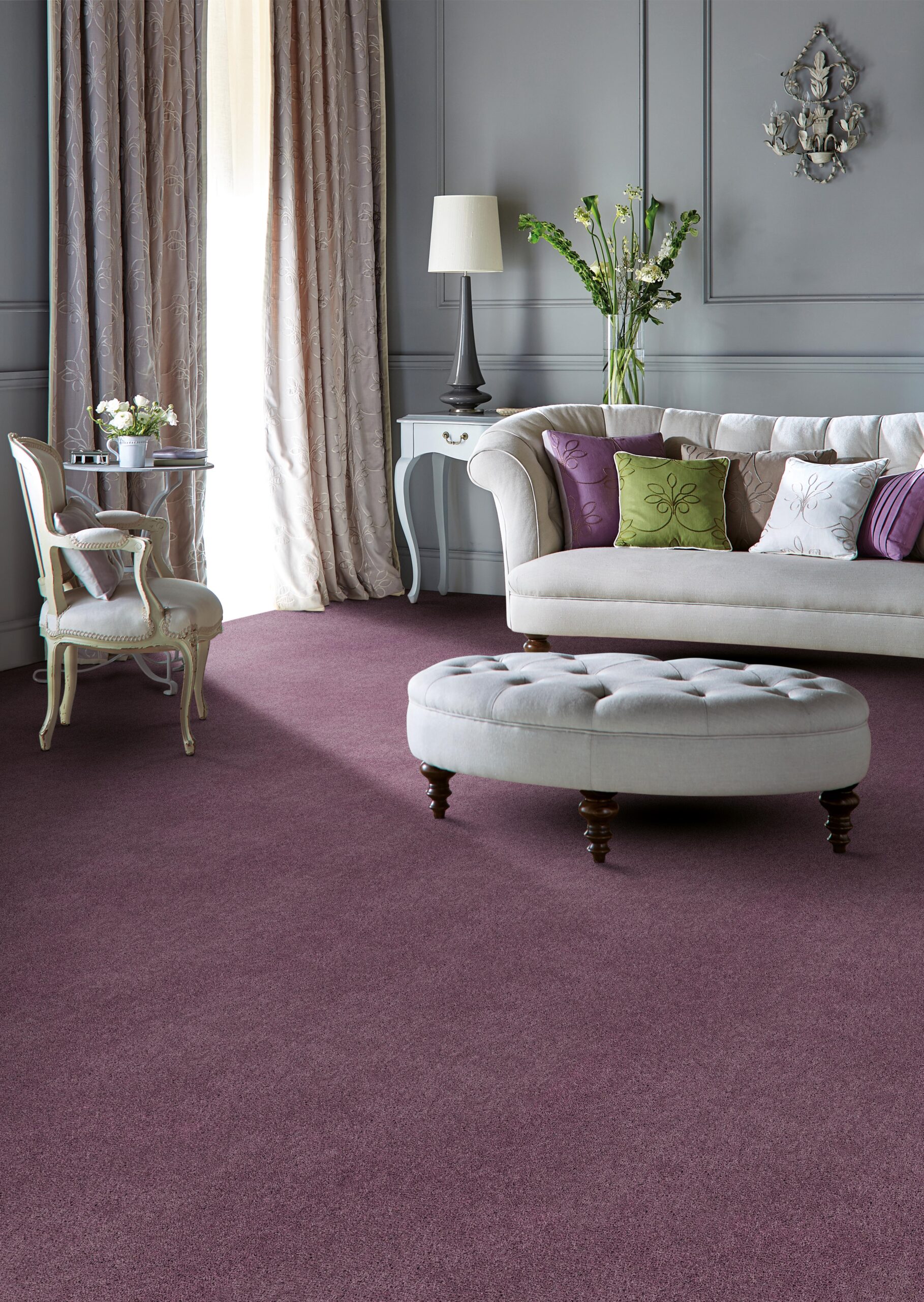 Interior of luxurious living room with armchair, sofa and center table