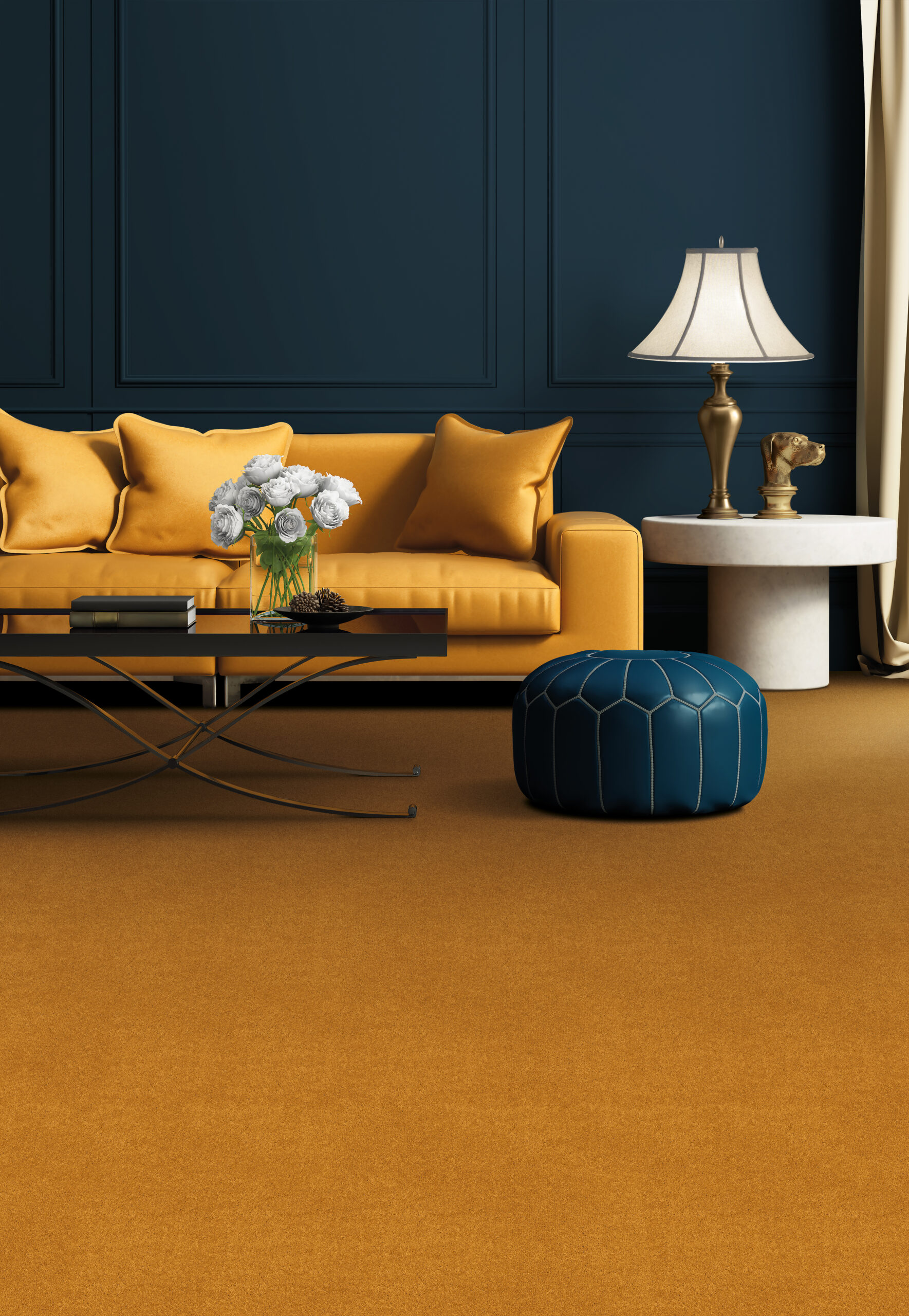 3d rendering of a contemporary luxury living room with leather sofa